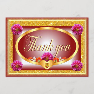 Belle carte de remerciements à fleurs rouges