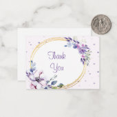 Belle Carte de remerciements à fleurs violettes (Devant/Arrière en situation)