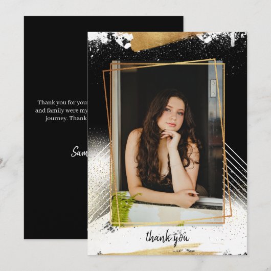 Belle Carte de remerciements de Graduation encadré (Devant / Derrière)