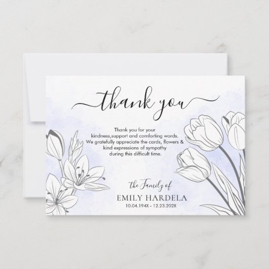 Belle carte de remerciements florale (Devant)