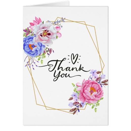 Belle Carte de remerciements géométrique florale (Devant)