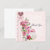 Belle Carte de remerciements rose (Devant / Derrière)