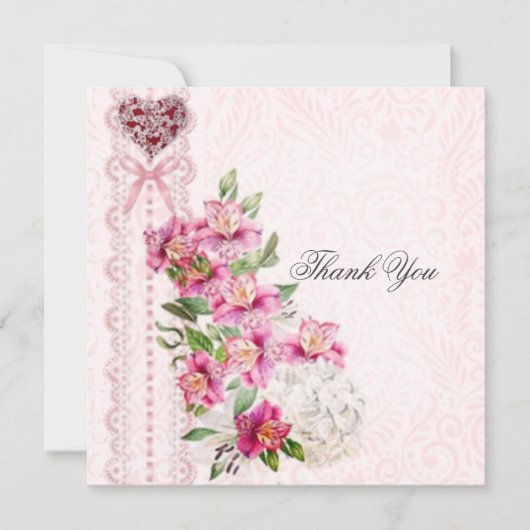 Belle Carte de remerciements rose (Devant)