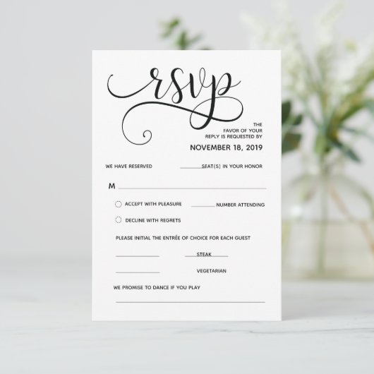 Belle carte de réponse avec calligraphie (Debout devant)