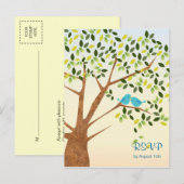 Belle carte de réponse d'arbre d'oiseaux (Devant / Derrière)