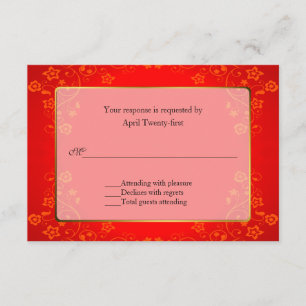 Belle carte de réponse de mariage rouge RSVP