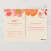 Belle carte de réponse fleur de pavot rose corail  (Dos)