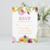 Belle carte de réponse RSVP Fleurs aquarelles (Debout devant)