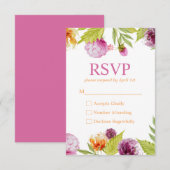 Belle carte de réponse RSVP Fleurs aquarelles (Devant / Derrière)