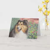 Belle carte de Sheltie (Fleur jaune)