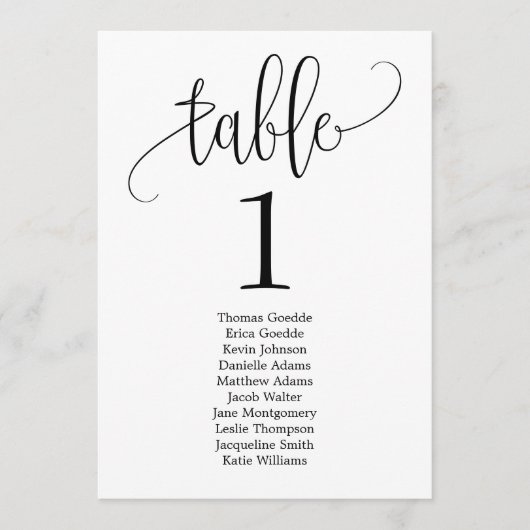 Belle Carte de siège de table de calligraphie (Devant)