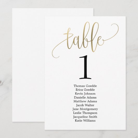 Belle carte de siège de table de calligraphie (Devant / Derrière)