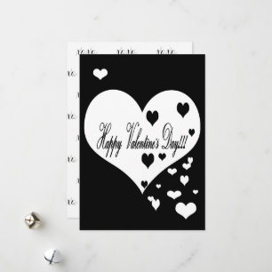 Belle carte de vacances XOXO Coeurs noir et blanc