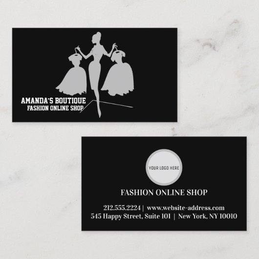 Belle carte de visite de mode moderne noir (Devant / Derrière)