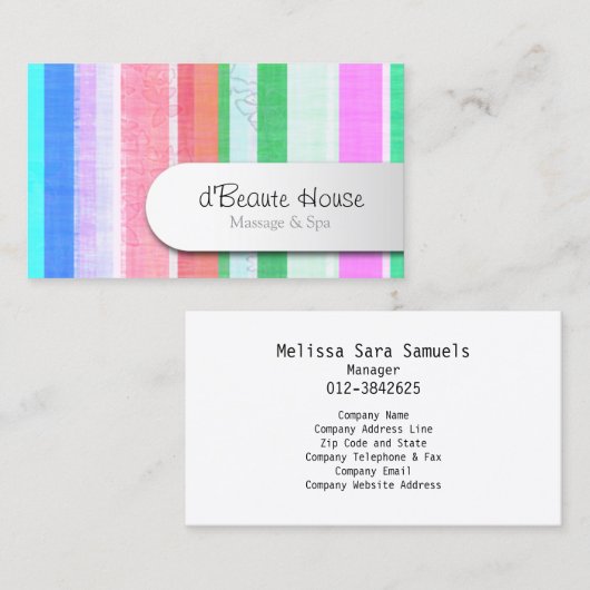 Belle Carte de visite Papillon rayures (Devant / Derrière)