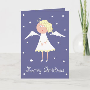 Belle carte de voeux Angel and Stars Cute Xmas