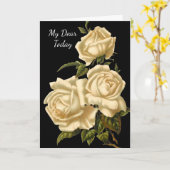 Belle Carte de voeux Anniversaire Roses Blanches (Fleur jaune)
