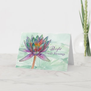 Belle carte de vœux de Diwali avec fleur de lotus