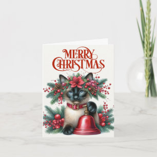 Belle carte de voeux de Noël de chats de Siamese