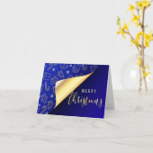 Belle carte de voeux de Noël Joyeux Bleu (Fleur jaune)