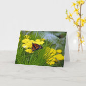Belle carte de voeux de papillon monarque (Fleur jaune)
