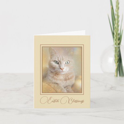 Belle carte de voeux de Pâques Happy Chat (Devant)