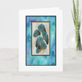 Belle carte de vœux florale sarcelle et or (Devant)