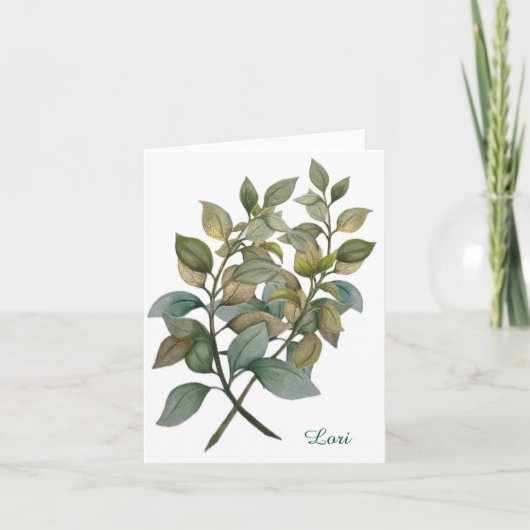 Belle carte de voeux pliée Botanique/Basil (Devant)