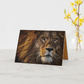 Belle carte de vœux pliée Lion (Fleur jaune)