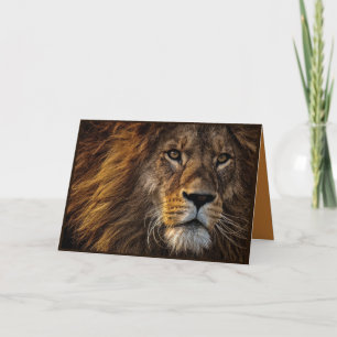Belle carte de vœux pliée Lion