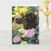 Belle carte de voeux Spring Puggies (Fleur jaune)