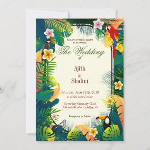 Belle carte d'invitation aux oiseaux forestiers