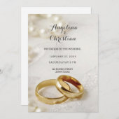 Belle carte d'invitation de mariage anneau de mari (Devant / Derrière)