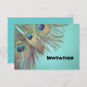 Belle carte d'invitation Peacock Feathers (Devant / Derrière)