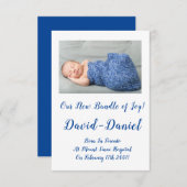 Belle carte Faire-part pour bébé garçon (Devant / Derrière)