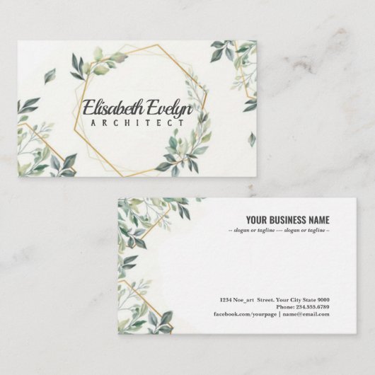 Belle carte fleurie avec or (Devant / Derrière)