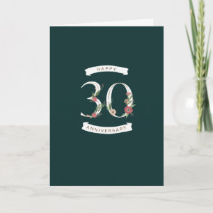 Belle carte florale 30e anniversaire