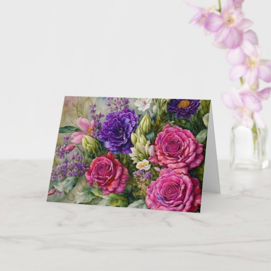 Belle carte florale Bouquet Fleurs (Orchidée)