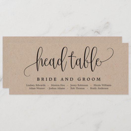 Belle carte graphique de siège en calligraphie (Devant / Derrière)