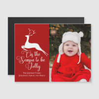 Belle carte magnétique photo Red Reindeer Christma