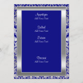 Belle carte nuptiale en Argent et Royal Blue (Dos)