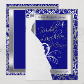 Belle carte nuptiale en Argent et Royal Blue (Devant / Derrière)