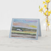 Belle carte personnalisée Grange Campagne (Fleur jaune)