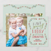 Belle carte photo de Noël Garlands - Bleu clair (Devant / Derrière)