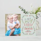 Belle carte photo de Noël Garlands - Bleu clair (Debout devant)