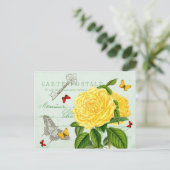Belle carte postale avec rose et papillons (Debout devant)