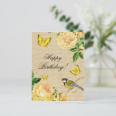 Belle carte postale d'anniversaire avec roses et o (Debout devant)