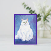 Belle carte postale de chat blanc ou de chaton (Debout devant)