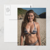 Belle carte postale de fille Bikini Beach (Devant / Derrière)