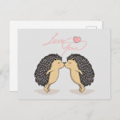 Belle carte postale de hérissons baisants (Devant / Derrière)